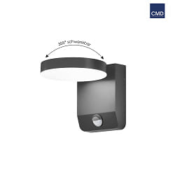 LED Auenwandleuchte mit Bewegungsmelder 20W, 3000/4000/6000K 1434lm anthrazit