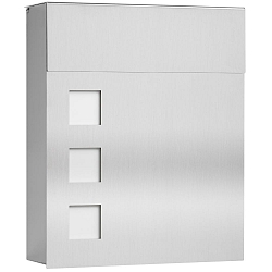 Straight post box  from stainless steel and opal glass, height 38.5cm