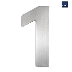 House number 1 from brushed stainless steel, height 25cm