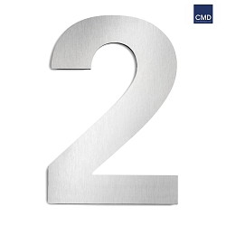 House number 2 from brushed stainless steel, height 25cm
