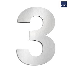 House number 3 from brushed stainless steel, height 25cm