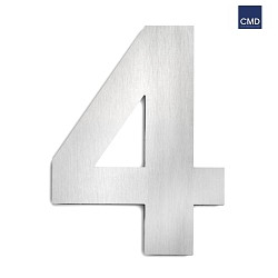 House number 4 from brushed stainless steel, height 25cm