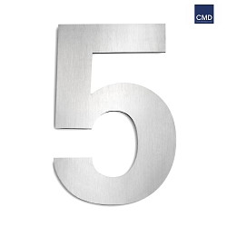 House number 5 from brushed stainless steel, height 25cm