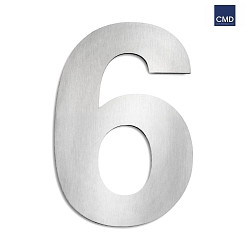 House number 6  from brushed stainless steel, height 25cm