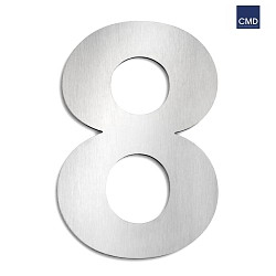 House number 8 from brushed stainless steel, height 25cm