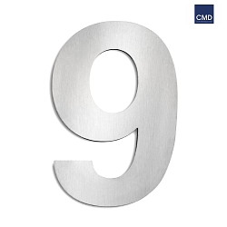 House number 9 from brushed stainless steel, height 25cm