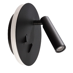 LED Wandleuchte BRAHE IV, indirekt, mit LED Lese-Spot, 8.5W 3000K 490lm 25, getrennt schaltbar, verkehrsschwarz