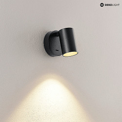 Lampada da parete CAN TILT ROUND USB rotondo, ruotabile, inclinabile, con funzione di ricarica USB GU10 IP20, nero dimmerabile