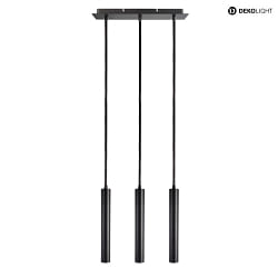 pendant luminaire SLIM DIM 3 flames, long, UGR < 19 IP20, deep black dimmable
