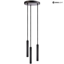 pendant luminaire SLIM DIM 3 flames, round, UGR < 19 IP20, deep black dimmable