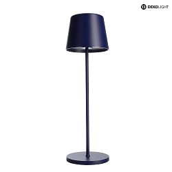 Lampada da tavolo a batteria CANIS IP65, blu cobalto dimmerabile