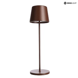 Lampe de table  accu CANIS IP65, mat, rouille gradable