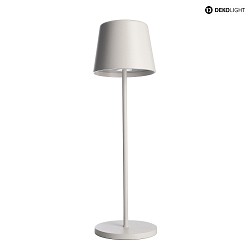 Lampada da tavolo a batteria CANIS IP65, bianco opaco dimmerabile