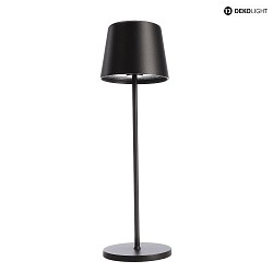 Lampada da tavolo a batteria CANIS IP65, nero opaco dimmerabile