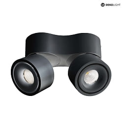 ceiling luminaire UNI II MINI DOUBLE TILT 2 flames, cardanic swivelling IP20, deep black dimmable