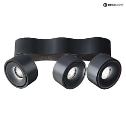 ceiling luminaire UNI II TRIPLE TILT 3 flames, cardanic swivelling IP20, deep black dimmable