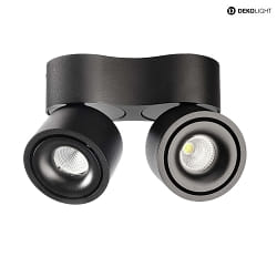 Luminaire de plafond UNI II MINI DOUBLE TILT  2 flammes, pivotant  la cardan IP20, noir profond gradable