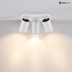 Luminaire de plafond CAN TILT ROUND 3 flammes, rond, pivotant, rotatif GU10 IP20, blanche gradable