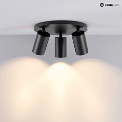 Luminaire de plafond CAN TILT ROUND 3 flammes, rond, pivotant, rotatif GU10 IP20, noir gradable