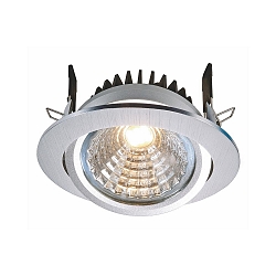 LED Deckeneinbauleuchte COB 95 rund, stromkonstant, 28-31V, 350 mA, 12W, 4000K, schwenkbar 45, Alu gebrstet