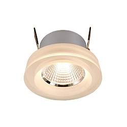 Recessed LED ceiling luminaire COB 68 ACRYL, 6.5W, 30, aluminum, silver, satin, 2700K