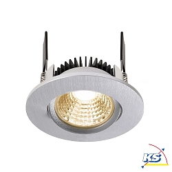 LED Deckeneinbauleuchte COB-68-24V-RUND, 24V DC, 8.5W 2700K 45, schwenkbar, dimmbar, Silber gebrstet