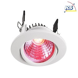 Recessed LED ceiling luminaire COB LED 68 RGBW, 24V DC, 8.5W RGB+WW 500lm 50, voltage constant, dimmable, white