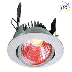 Recessed LED ceiling luminaire COB LED 68 RGBW, 24V DC, 8.5W RGB+WW 500lm 50°, voltage constant, dimmable, brushed silver