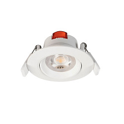 LED Sanierungs-Downlight SMD-68-230V-RUND, IP20, schwenkbar 36, dimmbar, 6.5W 3000K 540lm 45, verkehrsweiss