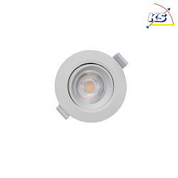 Recessed LED ceiling luminaire SMD-68-230V-round, IP20, 36 swivelling, 220-240V AC / 50-60Hz, 6.5W 3000K 540lm 45, white