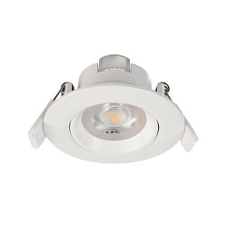LED Sanierungs-Downlight SMD-68-230V-RUND, IP20, schwenkbar 36, dimmbar, 6.5W 4000K 550lm 45, verkehrsweiss