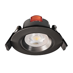 LED Sanierungs-Downlight SMD-68-230V-RUND, IP20, schwenkbar 36, dimmbar, 6.5W 2700K 510lm 45, verkehrsschwarz