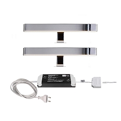 Bundle of 2 - LED furniture luminaire MIRROR LINE I, IP44, 12V DC, 8W 3000K 380lm 120, chrome