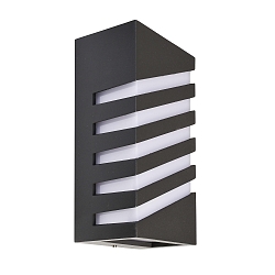 LED Auenwandleuchte GRUMIUM ECKIG CCT II - Linien diagonal, IP54, 10W 3000/4000K (CCT Switch) 205lm, dunkelgrau