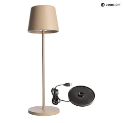 battery table lamp BUNDLE CANIS set of 1, with charger IP65, beige, mat dimmable