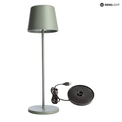 battery table lamp BUNDLE CANIS set of 1, with charger IP65, green, mat dimmable