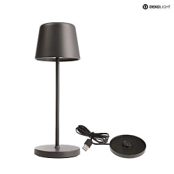 battery table lamp BUNDLE CANIS MINI set of 1, with charger IP65, dark grey, mat dimmable