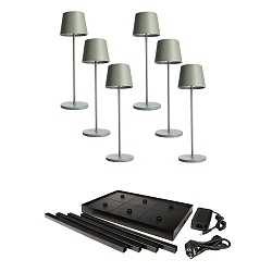 Lampada da tavolo a batteria CANIS GASTRO M con dimmer a sfioramento, con caricatore, 6 pezzi IP65, opaco