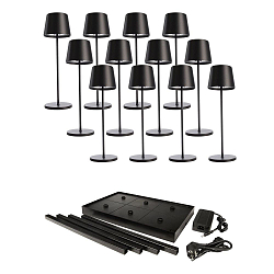 Lampada da tavolo a batteria CANIS GASTRO L con dimmer a sfioramento, con caricatore, 12 pezzi IP65, opaco