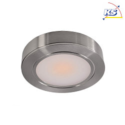 LED furniture luminaire BAHAM I, IP20, 12V DC, 2.5W 3000K 240lm 110, cRi >90, brushed silver, with open cable end
