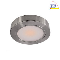 LED furniture luminaire BAHAM I, IP20, 12V DC, 2.5W 3000K 240lm 110, cRi >90, brushed silver, with mini AMP connector