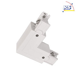 Connecteur en L triphas D LINE gauche-droite avec mcanisme interchangeable, blanche