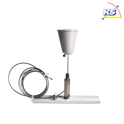 Accessories for 3-phase track system D LINE - rope suspension bracket with ceiling canopy, adjustable, max. 150cm, white