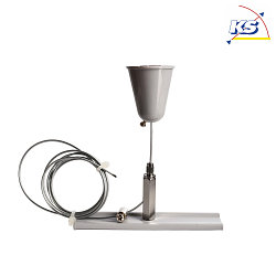 Accessories for 3-phase track system D LINE - rope suspension bracket with ceiling canopy, adjustable, max. 150cm, grey