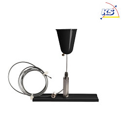 Accessories for 3-phase track system D LINE - rope suspension bracket with ceiling canopy, adjustable, max. 150cm, black
