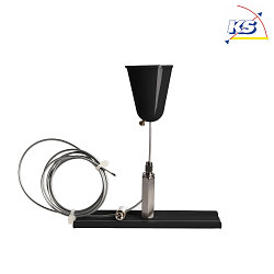 Zubehr fr 3-Phasen-Schienensystem D LINE - Seilabhngungshalter mit Deckenrosette, verstellbar, max. 150cm, Schwarz