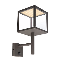 Outdoor LED sensor-wall luminaire LACERTAE, IP54, 10W 3000K 440lm 120, alu diecast, dark grey