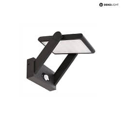 LED Solar-Wandleuchte SOLAR PREMIUM I, IP54, inkl. Sensor + Akku, 1.6W 3200K 170lm, neigbar, Dunkelgrau