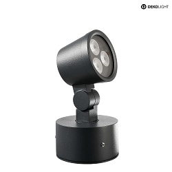 Outdoor LED spot 8W RGBW, IP65, 24V DC, RGB + 3000K 389lm 20, die-cast aluminum, black grey