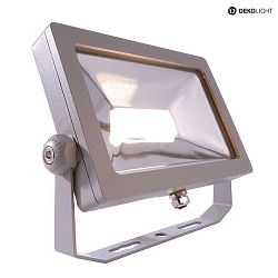 Outdoor LED Flutlichtstrahler FLOOD SMD 30, IP65 IK08, mit 120cm IP-Steckerkabel, neigbar, 30W 3000K 3600lm 100, silber